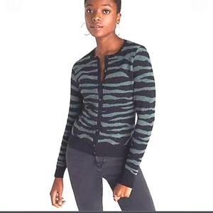 Ann Taylor Jacquard Zebra Print Cardigan Size M NWT